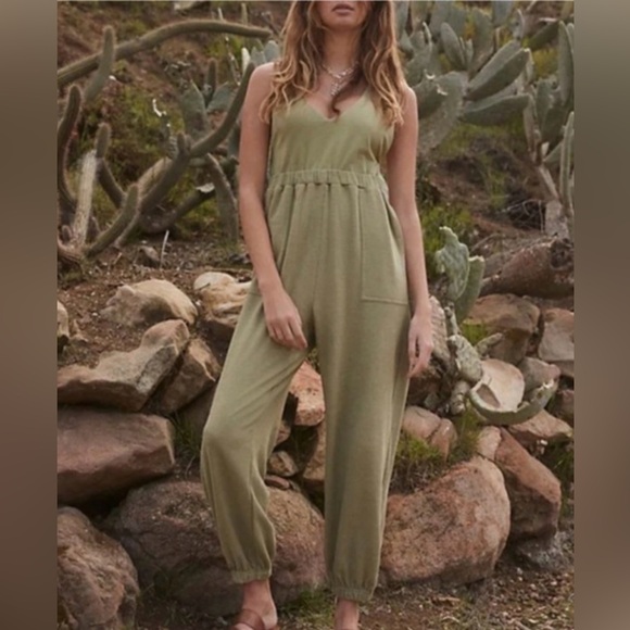 Free People Beach Pants - Free People Beach Kyle racerback mosstone green Jumpsuit
